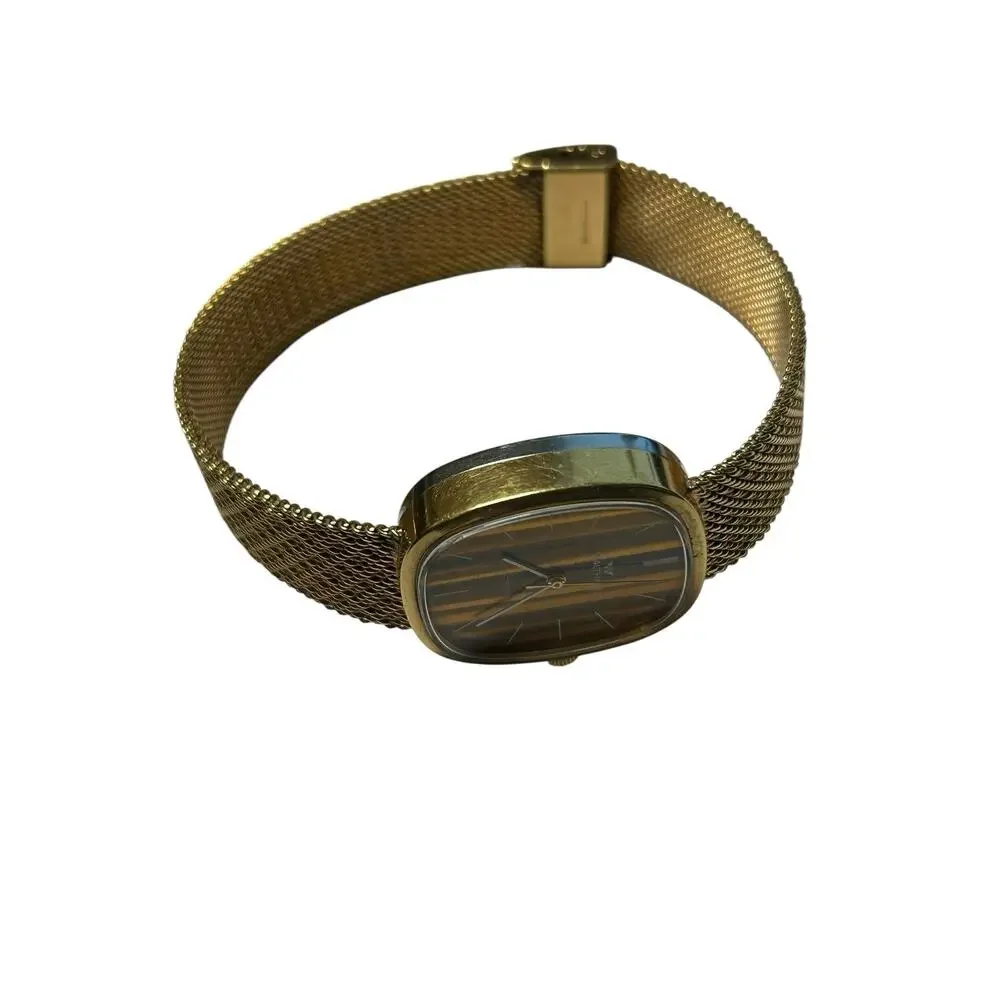 Vintage Waltham Watch Women Electrodyne Gold Tone Mesh Band Manual Wind